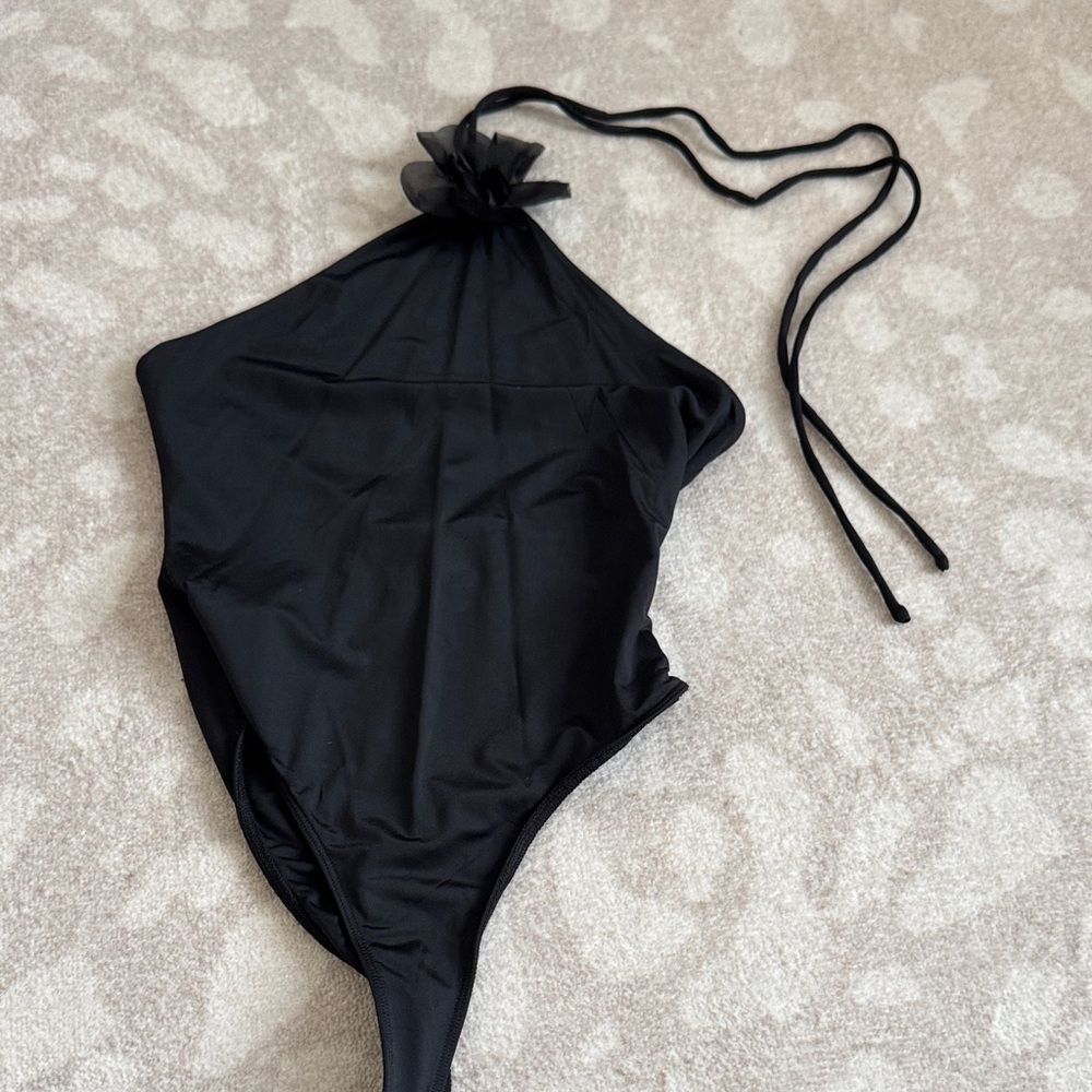 Stylish Black Bardot Bodysuit with Halter tie